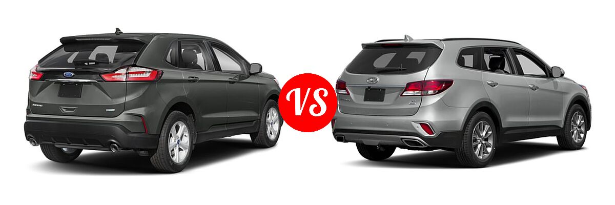 2019 Ford Edge SUV SE / SEL / ST / Titanium vs. 2019 Hyundai Santa Fe XL SUV SE - Rear Right Comparison