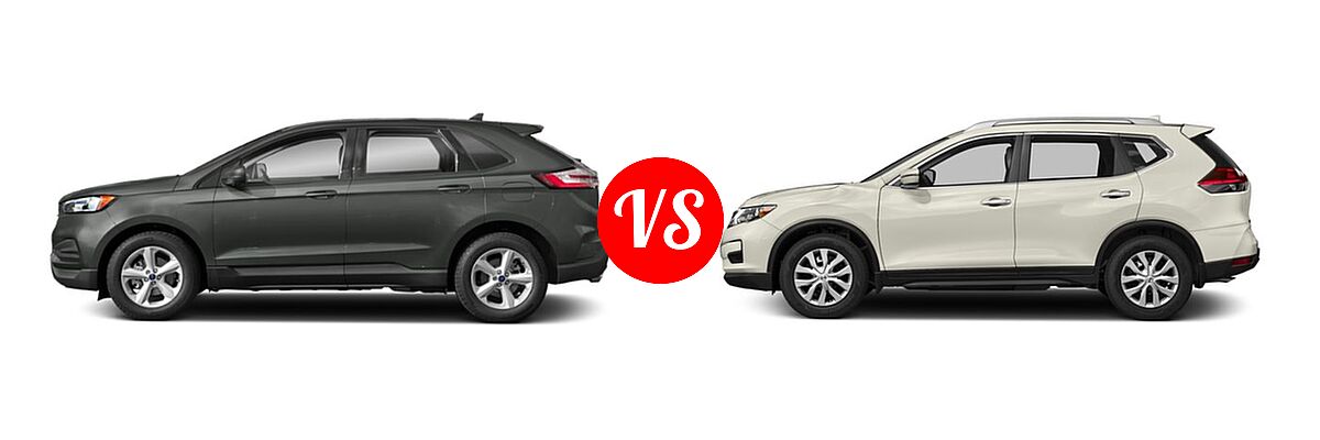 2019 Ford Edge SUV SE / SEL / ST / Titanium vs. 2018 Nissan Rogue SUV S / SV - Side Comparison