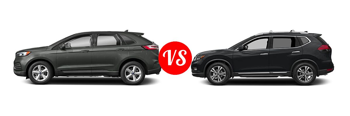 2019 Ford Edge SUV SE / SEL / ST / Titanium vs. 2018 Nissan Rogue SUV SL - Side Comparison