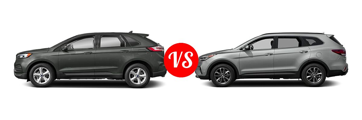 2019 Ford Edge SUV SE / SEL / ST / Titanium vs. 2019 Hyundai Santa Fe XL SUV SE - Side Comparison