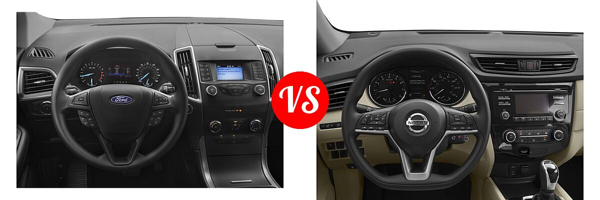 2019 Ford Edge SUV SE / SEL / ST / Titanium vs. 2018 Nissan Rogue SUV S / SV - Dashboard Comparison