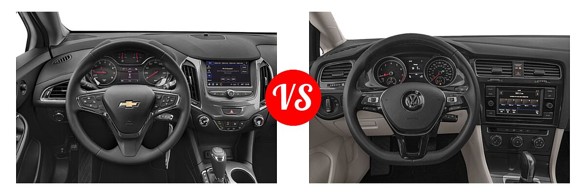 2019 Chevrolet Cruze Hatchback Diesel Diesel vs. 2019 Volkswagen Golf Hatchback S / SE - Dashboard Comparison