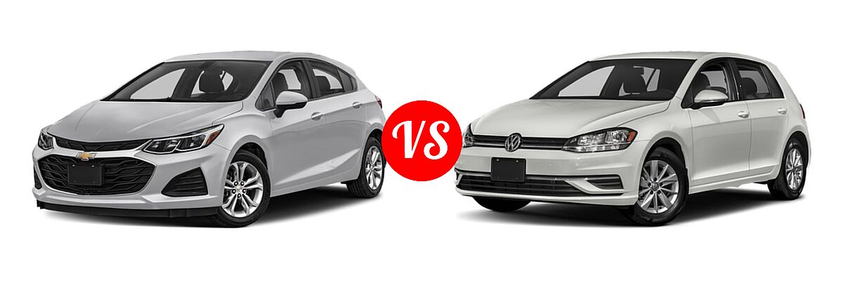 2019 Chevrolet Cruze Hatchback Diesel Diesel vs. 2019 Volkswagen Golf Hatchback S / SE - Front Left Comparison