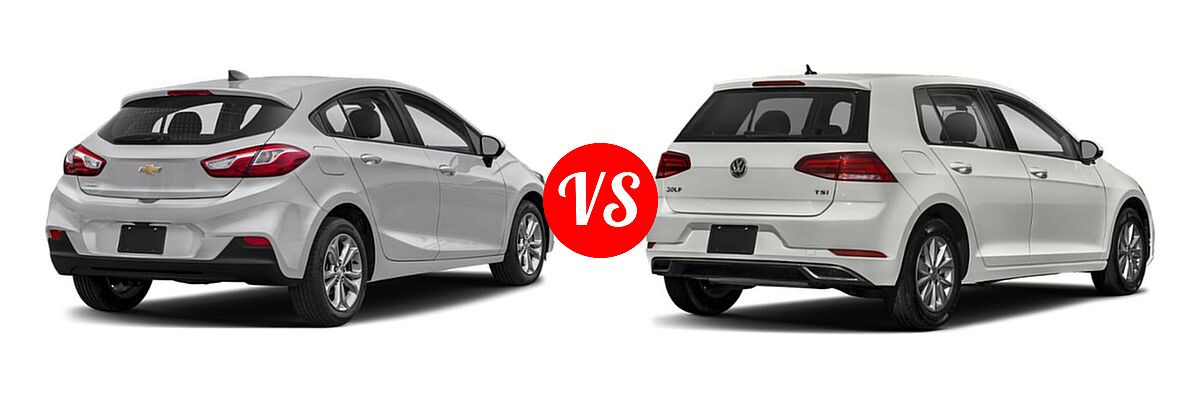 2019 Chevrolet Cruze Hatchback Diesel Diesel vs. 2019 Volkswagen Golf Hatchback S / SE - Rear Right Comparison