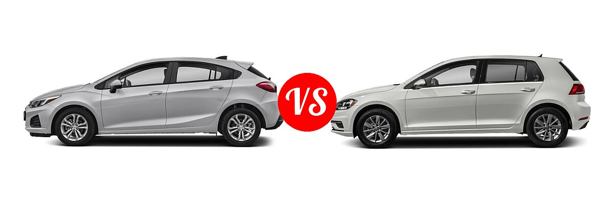 2019 Chevrolet Cruze Hatchback Diesel Diesel vs. 2019 Volkswagen Golf Hatchback S / SE - Side Comparison