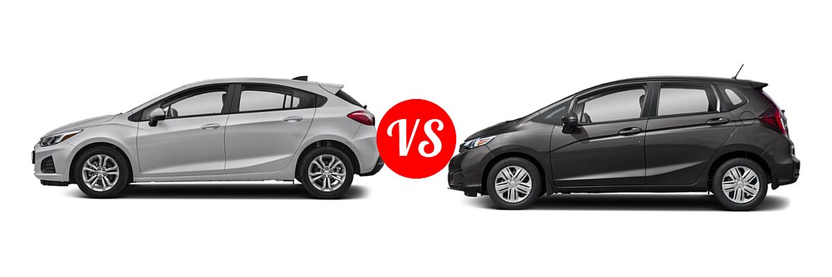 2019 Chevrolet Cruze Hatchback LS / LT / Premier vs. 2019 Honda Fit Hatchback LX - Side Comparison