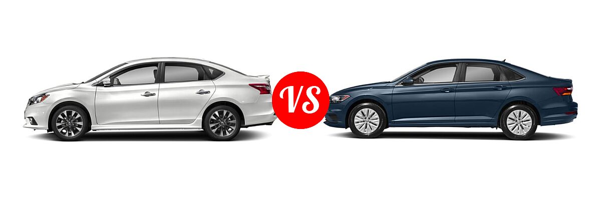 2019 Nissan Sentra Sedan SR / SR Turbo vs. 2019 Volkswagen Jetta Sedan SEL Premium - Side Comparison