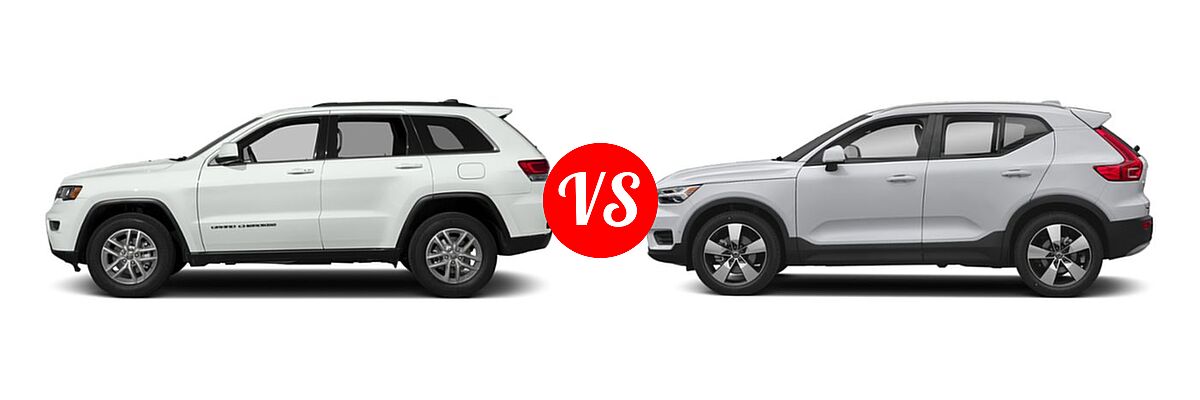 2019 Jeep Grand Cherokee SUV Altitude / Laredo / Laredo E / Upland vs. 2019 Volvo XC40 SUV Momentum / R-Design - Side Comparison