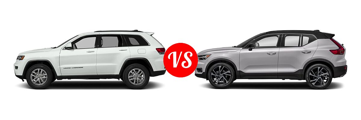 2019 Jeep Grand Cherokee SUV Altitude / Laredo / Laredo E / Upland vs. 2019 Volvo XC40 SUV R-Design - Side Comparison