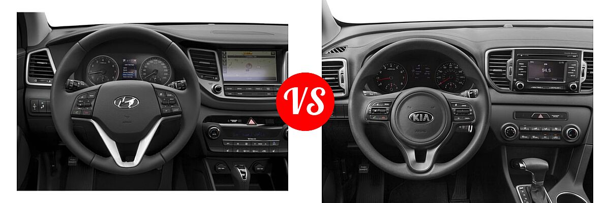 2018 Hyundai Tucson SUV Limited vs. 2018 Kia Sportage SUV LX - Dashboard Comparison
