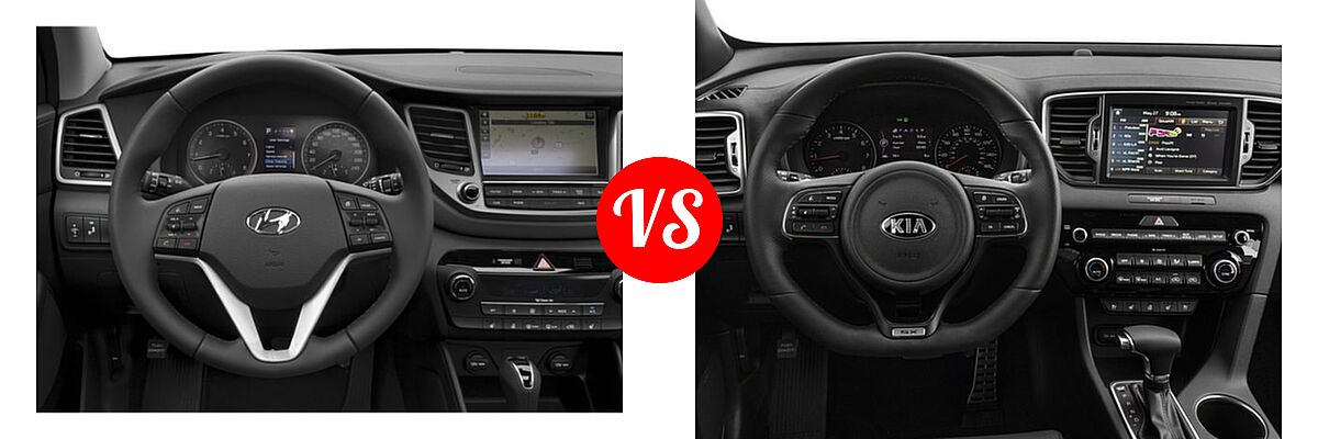 2018 Hyundai Tucson SUV Limited vs. 2018 Kia Sportage SUV SX Turbo - Dashboard Comparison