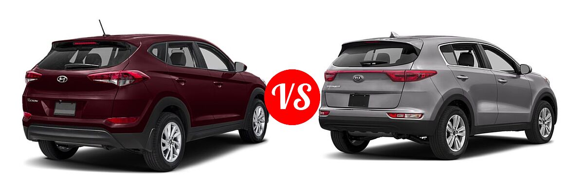 2018 Hyundai Tucson SUV Limited vs. 2018 Kia Sportage SUV LX - Rear Right Comparison