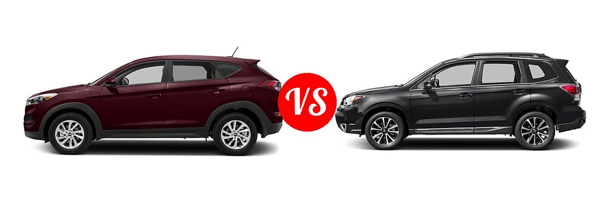 2018 Hyundai Tucson SUV Limited vs. 2018 Subaru Forester SUV Touring - Side Comparison
