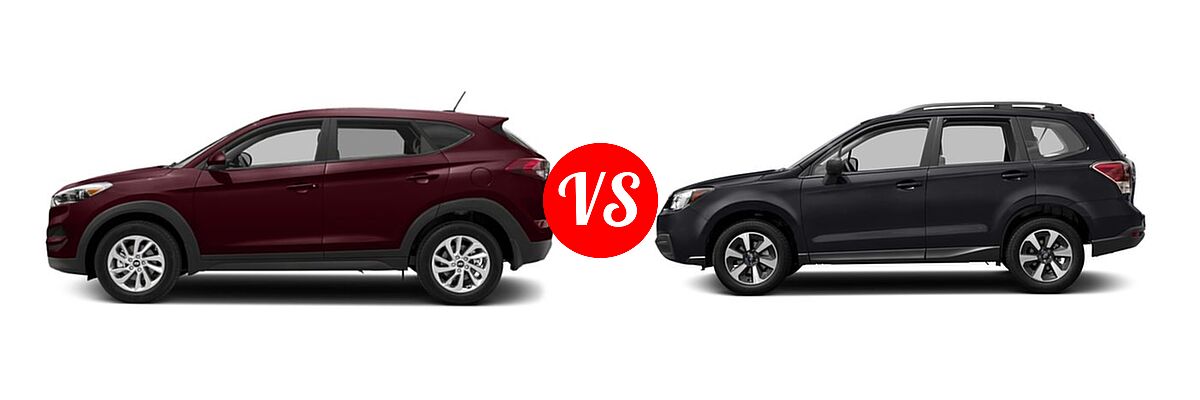 2018 Hyundai Tucson SUV Limited vs. 2018 Subaru Forester SUV 2.5i Manual - Side Comparison