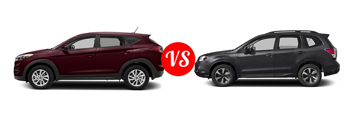 2018 Hyundai Tucson SUV Limited vs. 2018 Subaru Forester SUV Premium - Side Comparison