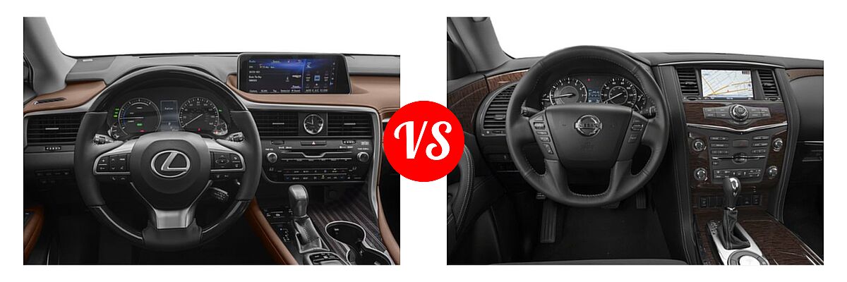 2018 Lexus RX 450hL SUV Hybrid RX 450hL Luxury / RX 450hL Premium vs. 2018 Nissan Armada SUV SV - Dashboard Comparison