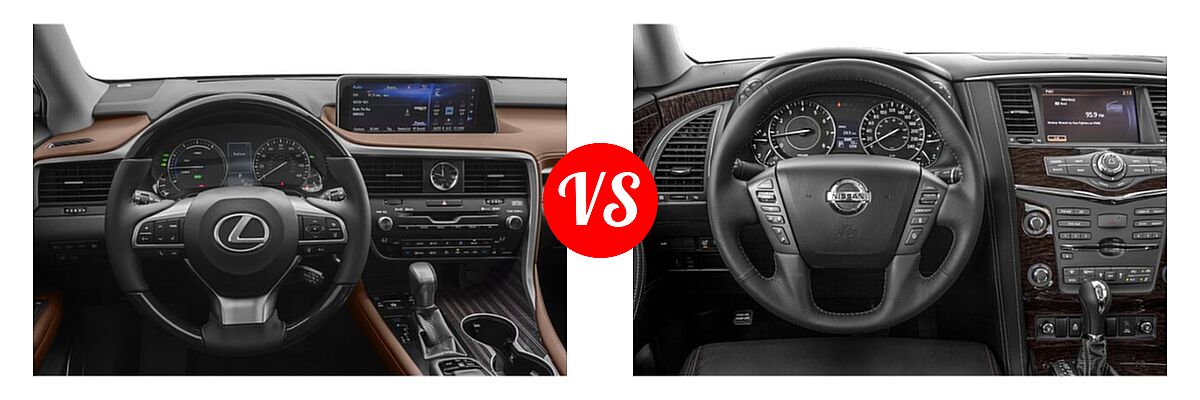 2018 Lexus RX 450hL SUV Hybrid RX 450hL Luxury / RX 450hL Premium vs. 2018 Nissan Armada SUV Platinum - Dashboard Comparison