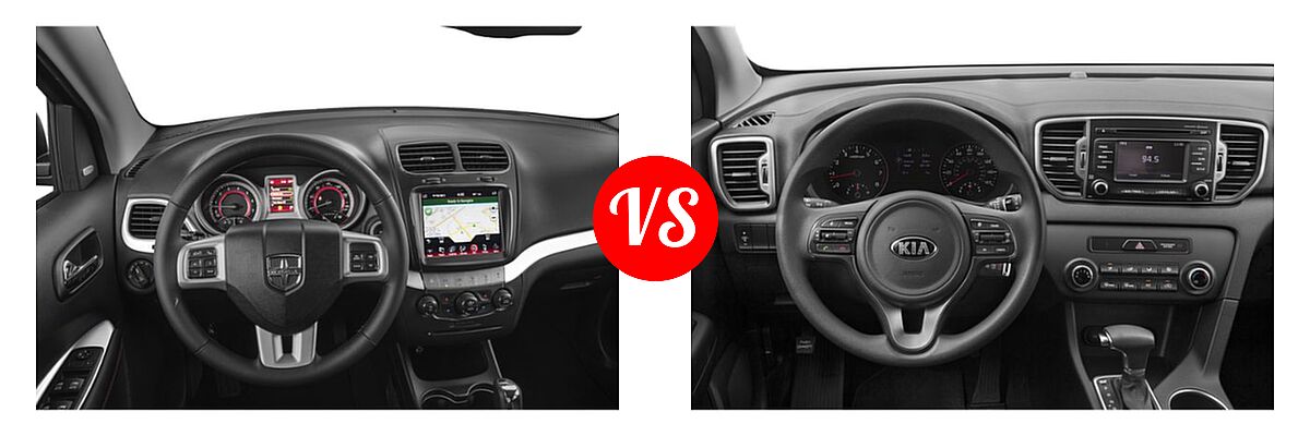 2019 Dodge Journey SUV GT vs. 2019 Kia Sportage SUV LX - Dashboard Comparison