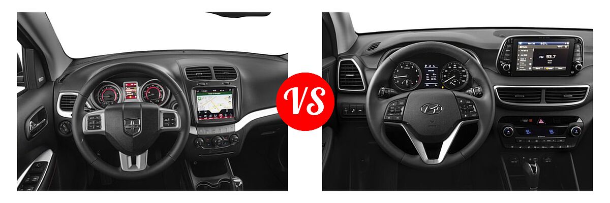 2019 Dodge Journey SUV GT vs. 2019 Hyundai Tucson SUV Limited / SEL / Sport / Ultimate - Dashboard Comparison