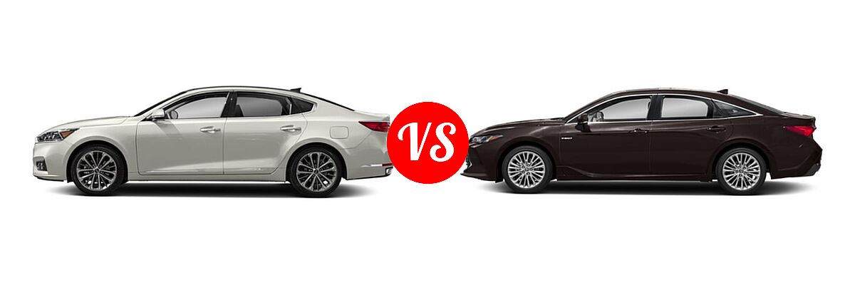 2019 Kia Cadenza Sedan Technology vs. 2019 Toyota Avalon Hybrid Sedan Hybrid Hybrid Limited / Hybrid XLE / Hybrid XSE - Side Comparison
