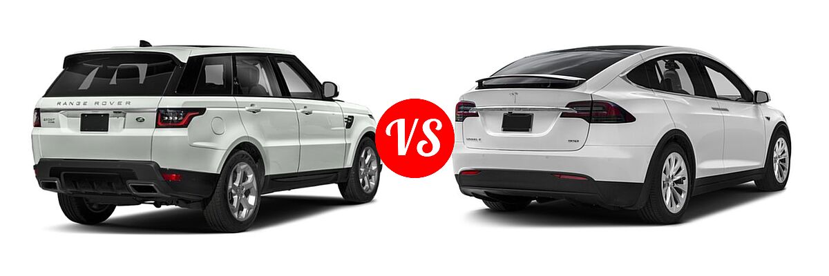 2018 Land Rover Range Rover Sport SVR SUV SVR vs. 2018 Tesla Model X SUV 100D / 75D / P100D - Rear Right Comparison