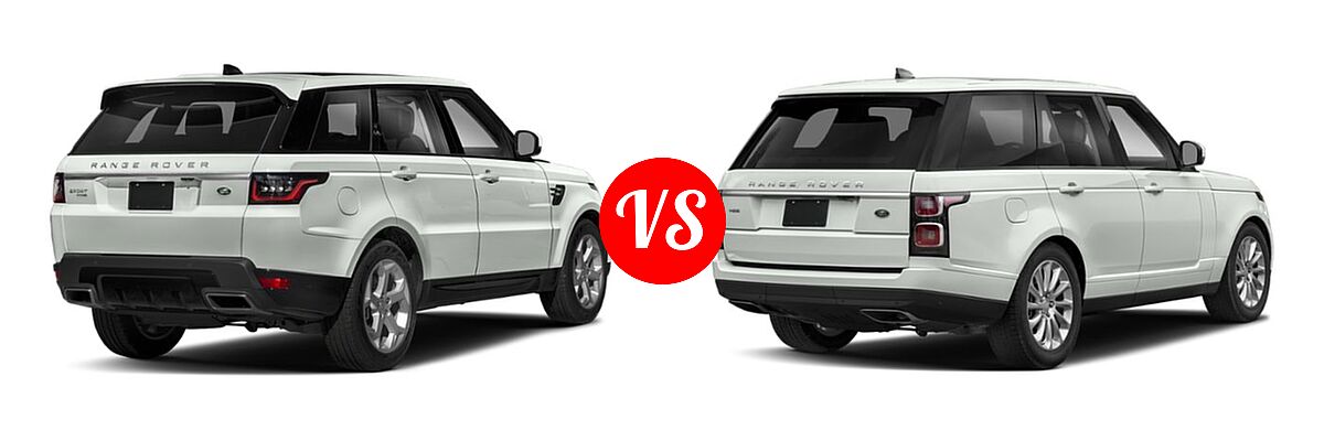 2018 Land Rover Range Rover Sport SVR SUV SVR vs. 2018 Land Rover Range Rover SUV Autobiography / HSE / SV Autobiography / V6 Supercharged SWB / V8 Supercharged LWB - Rear Right Comparison