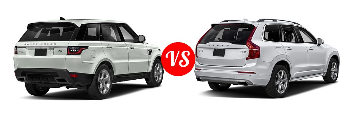 2018 Land Rover Range Rover Sport SUV Dynamic / HSE / HSE Dynamic / SE / V8 Supercharged vs. 2018 Volvo XC90 SUV Hybrid Excellence / Inscription / Momentum / R-Design - Rear Right Comparison