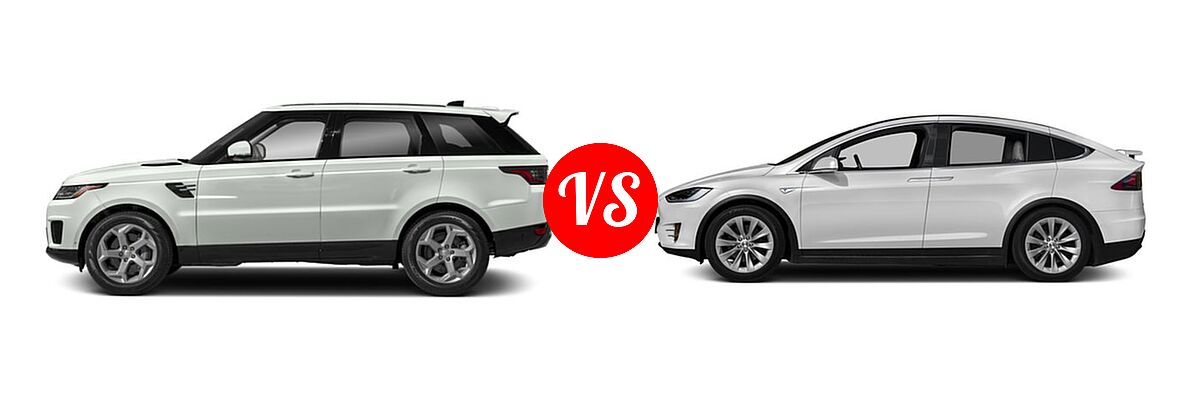 2018 Land Rover Range Rover Sport SVR SUV SVR vs. 2018 Tesla Model X SUV 100D / 75D / P100D - Side Comparison