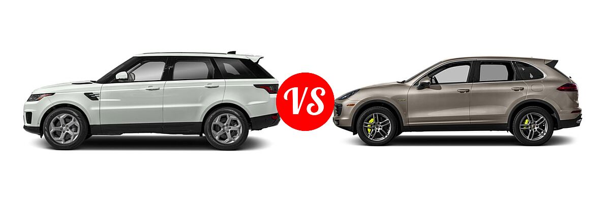 2018 Land Rover Range Rover Sport SUV Dynamic / HSE / HSE Dynamic / SE / V8 Supercharged vs. 2018 Porsche Cayenne SUV Hybrid S E-Hybrid / S Platinum Edition E-Hybrid - Side Comparison