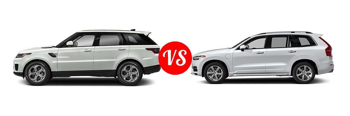 2018 Land Rover Range Rover Sport SUV Dynamic / HSE / HSE Dynamic / SE / V8 Supercharged vs. 2018 Volvo XC90 SUV Hybrid Excellence / Inscription / Momentum / R-Design - Side Comparison