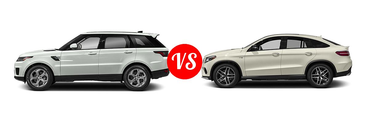 2018 Land Rover Range Rover Sport SUV Dynamic / HSE / HSE Dynamic / SE / V8 Supercharged vs. 2018 Mercedes-Benz GLE-Class Coupe SUV AMG GLE 43 - Side Comparison