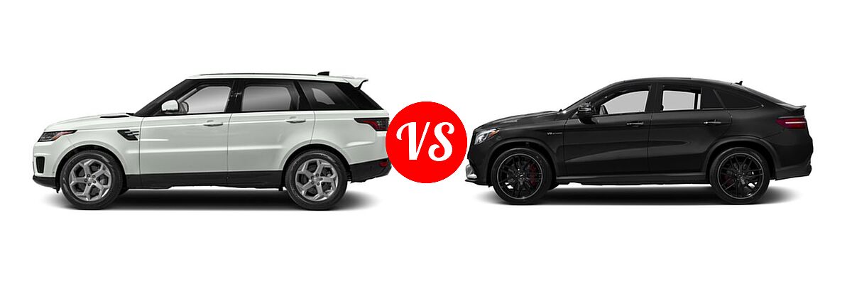 2018 Land Rover Range Rover Sport SUV Dynamic / HSE / HSE Dynamic / SE / V8 Supercharged vs. 2018 Mercedes-Benz GLE-Class Coupe SUV AMG GLE 63 S - Side Comparison