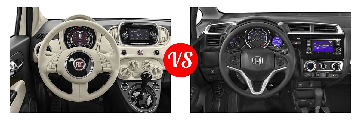 2019 FIAT 500 Hatchback Lounge / Pop vs. 2019 Honda Fit Hatchback LX - Dashboard Comparison