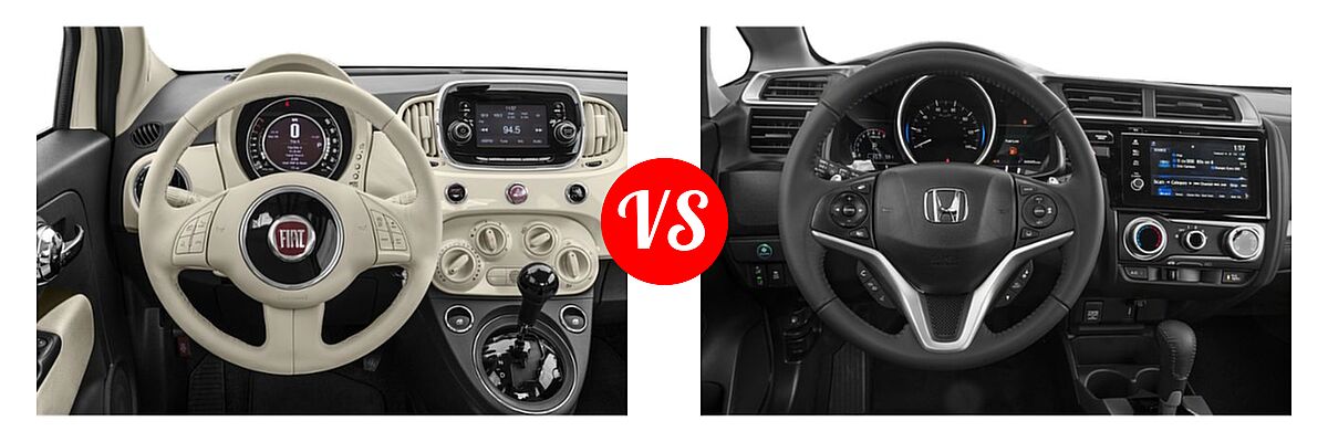 2019 FIAT 500 Hatchback Lounge / Pop vs. 2019 Honda Fit Hatchback EX-L - Dashboard Comparison