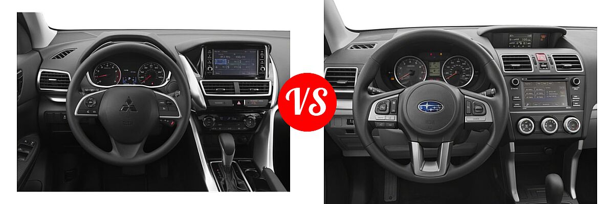2018 Mitsubishi Eclipse Cross SUV ES / LE / SE / SEL vs. 2018 Subaru Forester SUV 2.5i Manual - Dashboard Comparison