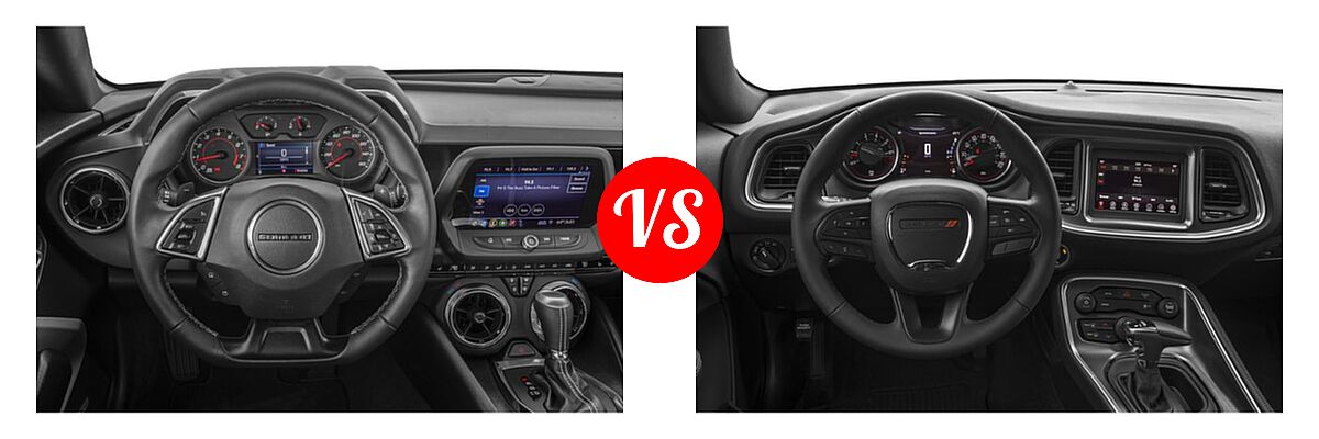2019 Chevrolet Camaro Coupe LS / LT / SS vs. 2019 Dodge Challenger Coupe GT / SXT - Dashboard Comparison