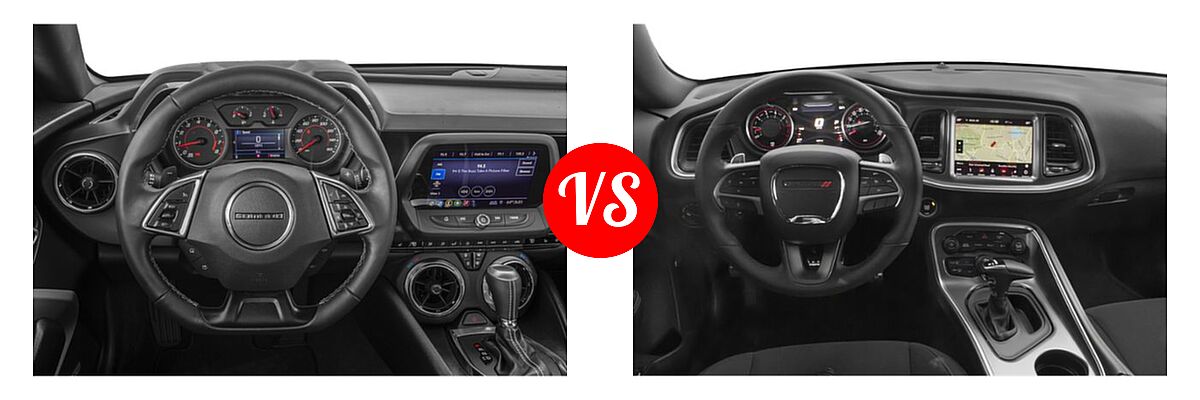 2019 Chevrolet Camaro Coupe LS / LT / SS vs. 2019 Dodge Challenger Coupe R/T Scat Pack - Dashboard Comparison