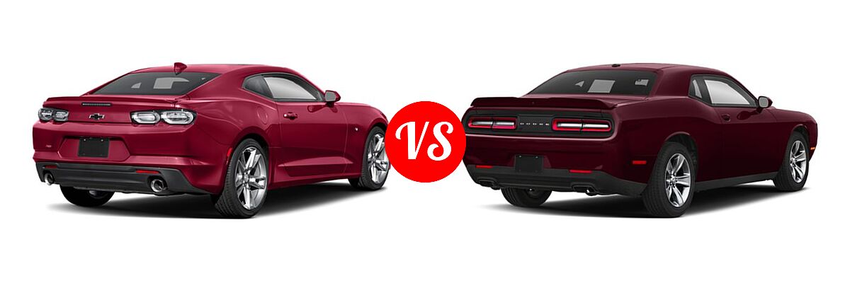 2019 Chevrolet Camaro Coupe LS / LT / SS vs. 2019 Dodge Challenger Coupe GT / SXT - Rear Right Comparison