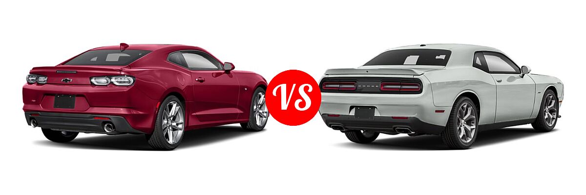 2019 Chevrolet Camaro Coupe LS / LT / SS vs. 2019 Dodge Challenger Coupe R/T - Rear Right Comparison