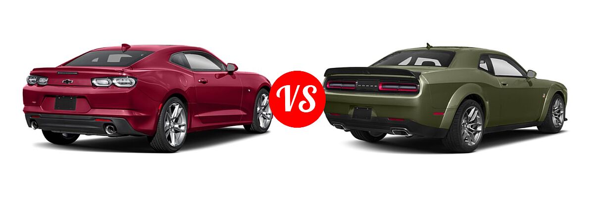 2019 Chevrolet Camaro Coupe LS / LT / SS vs. 2019 Dodge Challenger Coupe R/T Scat Pack - Rear Right Comparison