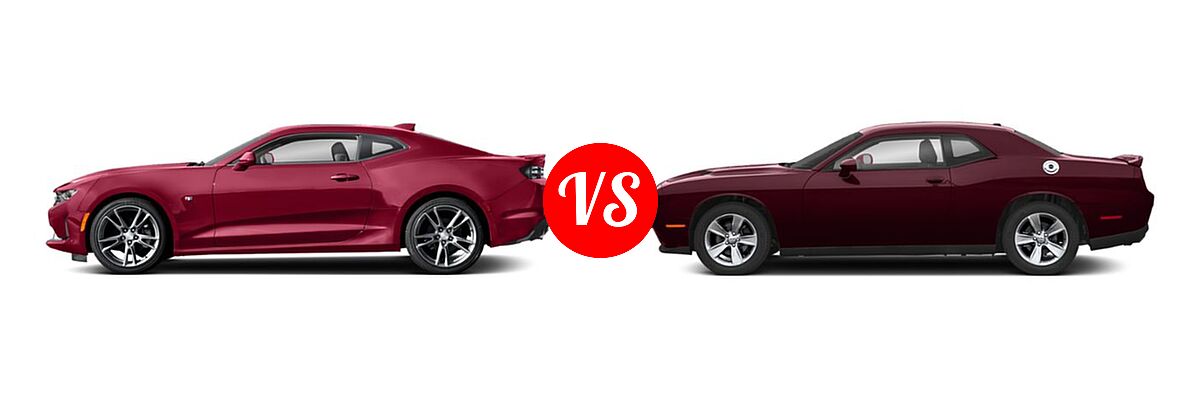 2019 Chevrolet Camaro Coupe LS / LT / SS vs. 2019 Dodge Challenger Coupe GT / SXT - Side Comparison