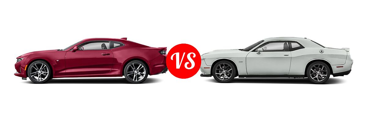 2019 Chevrolet Camaro Coupe LS / LT / SS vs. 2019 Dodge Challenger Coupe R/T - Side Comparison