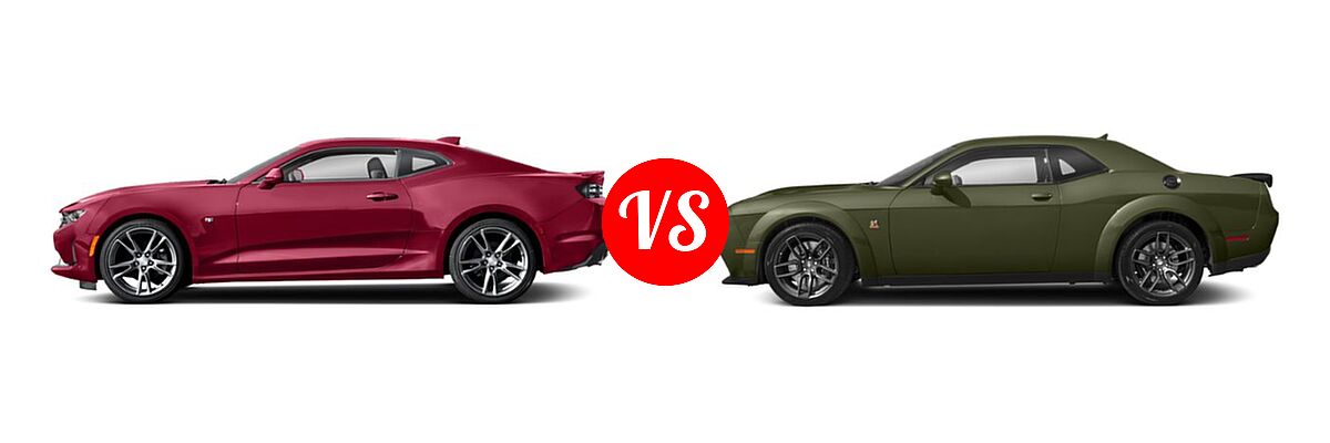 2019 Chevrolet Camaro Coupe LS / LT / SS vs. 2019 Dodge Challenger Coupe R/T Scat Pack - Side Comparison