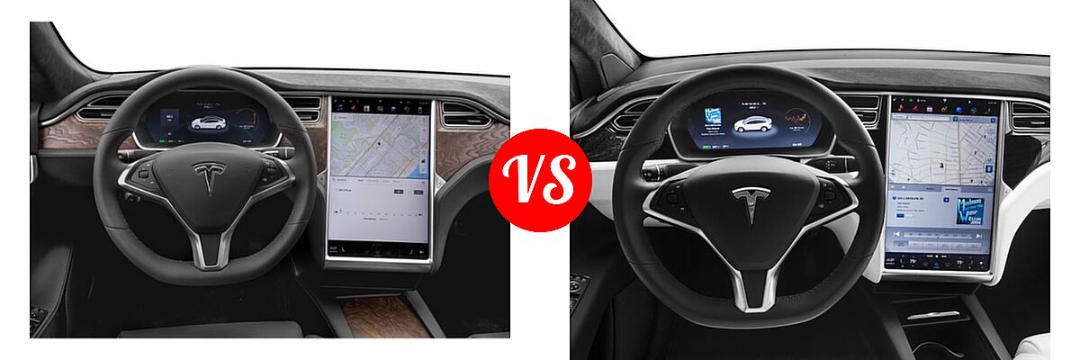 2018 Tesla Model S Sedan 100D / 75D / P100D vs. 2018 Tesla Model X SUV 100D / 75D / P100D - Dashboard Comparison