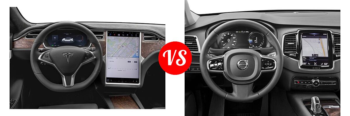 2018 Tesla Model S Sedan 100D / 75D / P100D vs. 2018 Volvo XC90 SUV Hybrid Excellence / Inscription / Momentum / R-Design - Dashboard Comparison