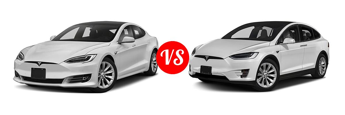 2018 Tesla Model S Sedan 100D / 75D / P100D vs. 2018 Tesla Model X SUV 100D / 75D / P100D - Front Left Comparison