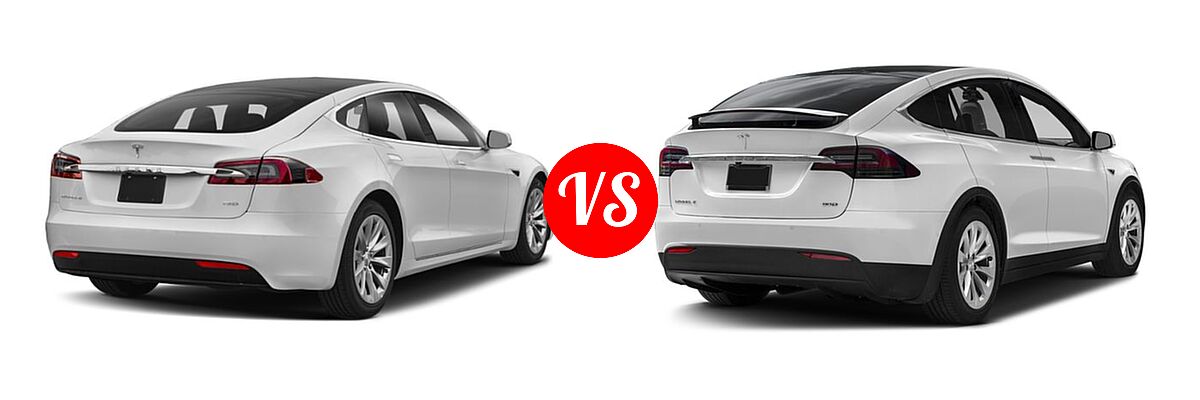 2018 Tesla Model S Sedan 100D / 75D / P100D vs. 2018 Tesla Model X SUV 100D / 75D / P100D - Rear Right Comparison