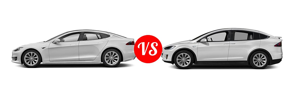 2018 Tesla Model S Sedan 100D / 75D / P100D vs. 2018 Tesla Model X SUV 100D / 75D / P100D - Side Comparison