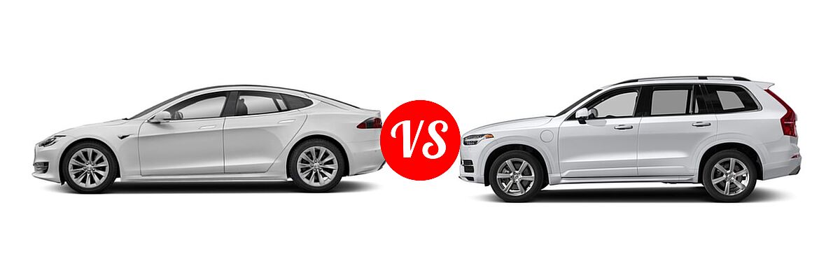2018 Tesla Model S Sedan 100D / 75D / P100D vs. 2018 Volvo XC90 SUV Hybrid Excellence / Inscription / Momentum / R-Design - Side Comparison