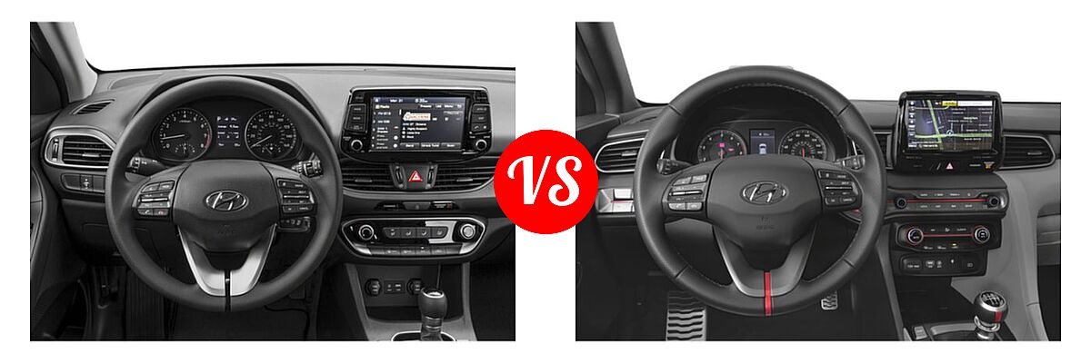 2019 Hyundai Elantra GT Hatchback Auto vs. 2019 Hyundai Veloster Hatchback Turbo / Turbo R-Spec / Turbo Ultimate - Dashboard Comparison